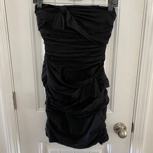 Express Silk Strapless Black Dress